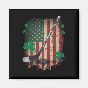 Irish Usa Flag Leprechaun Lucky Hockey St. Patrick Magnet