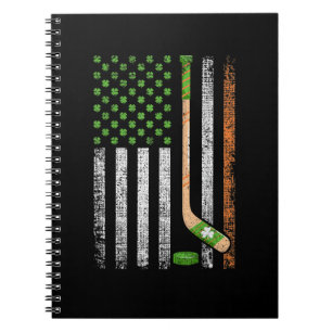 Irish USA Flag Leprechaun Lucky Hockey St. Patrick Notebook