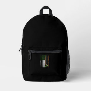 Irish USA Flag Leprechaun Lucky Hockey St. Patrick Printed Backpack