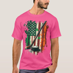 Irish Usa Flag Leprechaun Lucky Hockey St Patrick' T-Shirt