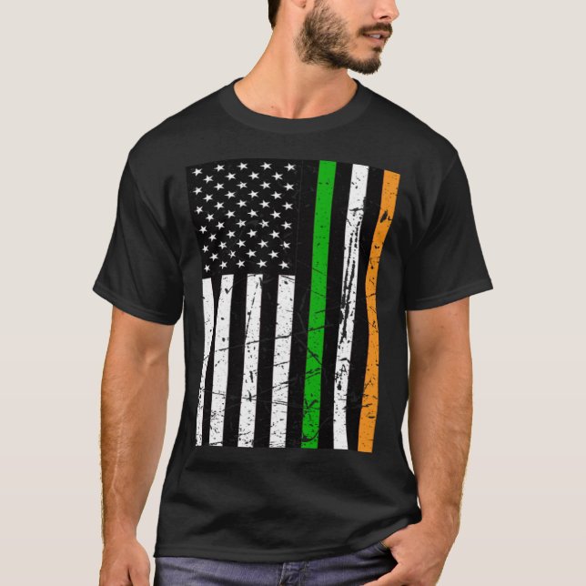 Irish USA Flag Souvenir Distressed Ireland Adults  T-Shirt (Front)