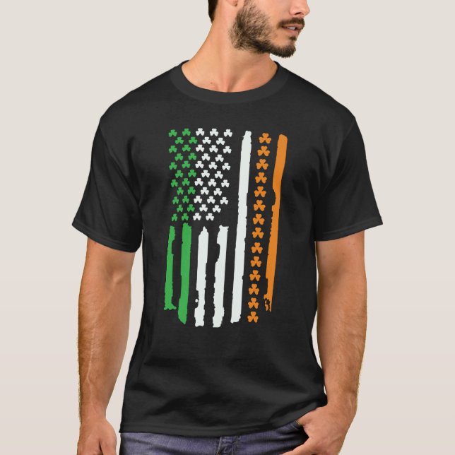 Irish USA Flag St Patricks Day T-Shirt (Front)