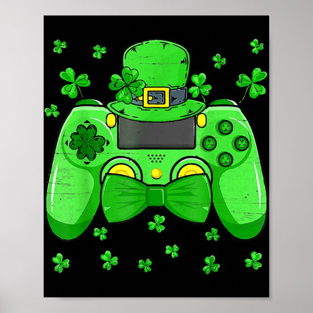 Irish Video Game Controller Bow Tie St Patricks Da Poster (Front)
