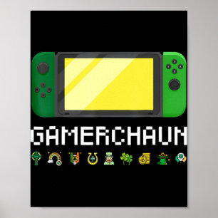 Irish Video Game Controller Leprechaun Boys St Pat Poster