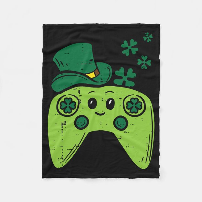 Irish Video Game Controller St Patrick Day Gamer B Fleece Blanket (Front)