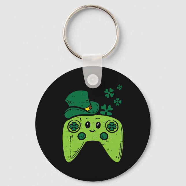 Irish Video Game Controller St Patrick Day Gamer B Key Ring (Front)