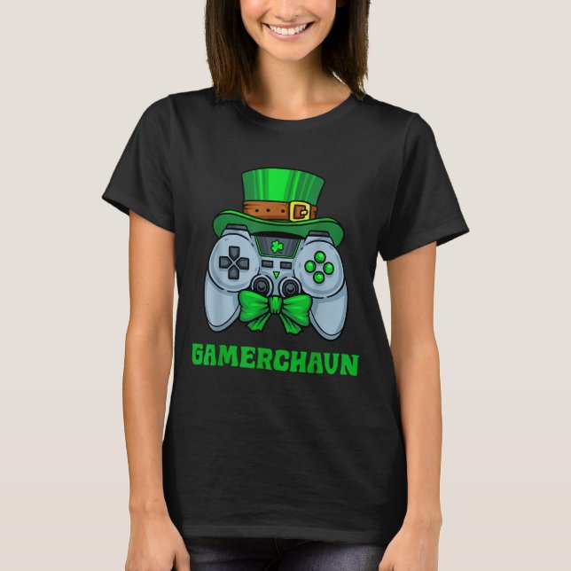 Irish Video Game Controller St Patrick's Day Gamer T-Shirt (Front)