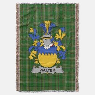Irish Walter Coat of Arms Family Crest Ireland Throw Blanket