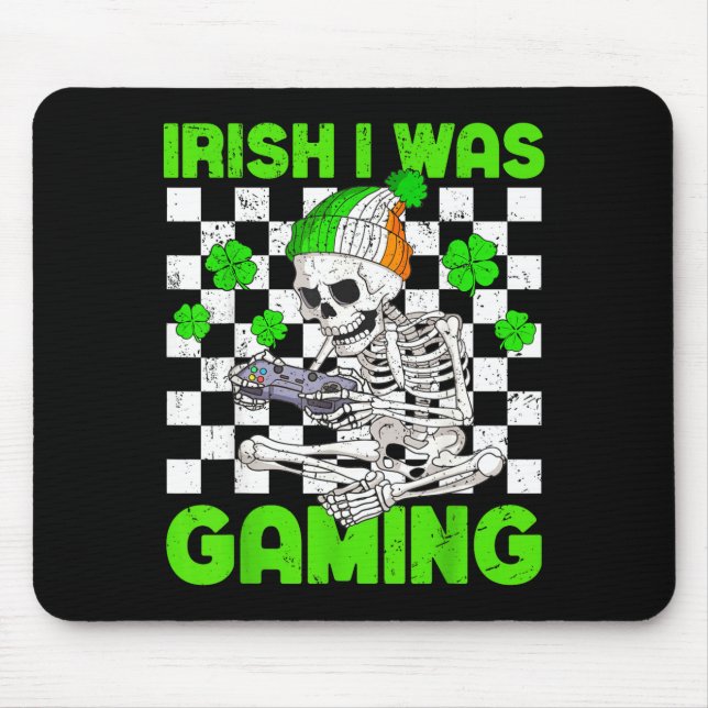 Irish was gaming boys st patricks day skeleton mouse mat (Front)