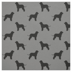 Irish Water Spaniel Dog Silhouettes Patterned Fabric