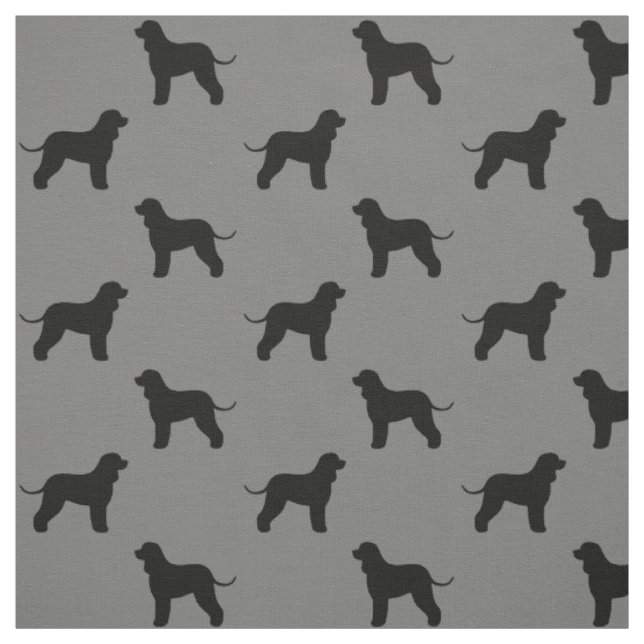 Irish Water Spaniel Dog Silhouettes Patterned Fabric (Swatch)