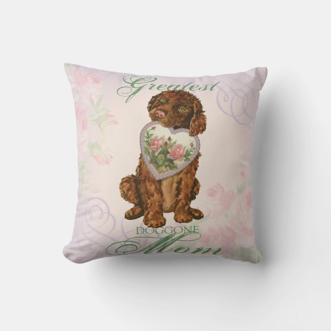 Irish Water Spaniel Heart Mum Cushion (Front)