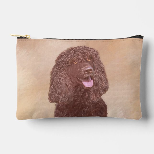 Irish Water Spaniel IWS Painting Original Dog Art Accessory Pouch (Front)