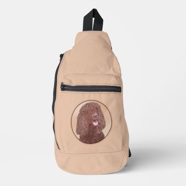 Irish Water Spaniel IWS Painting Original Dog Art Sling Bag (Front)