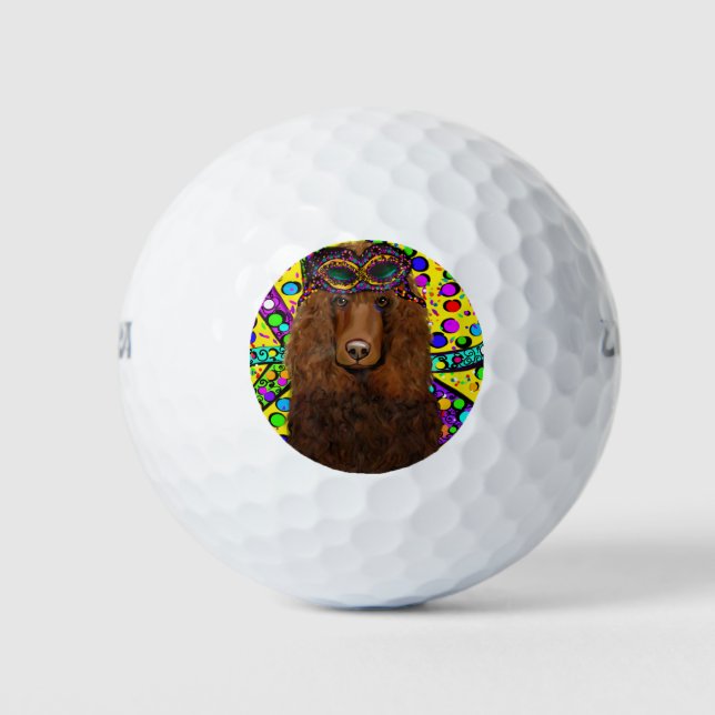 Irish Water Spaniel Mardi Gras Golf Balls (Front)