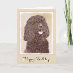 Irish Water Spaniel Painting - Original Dog Art Card