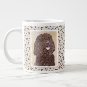 Irish Water Spaniel Painting - Original Dog Art Large Coffee Mug