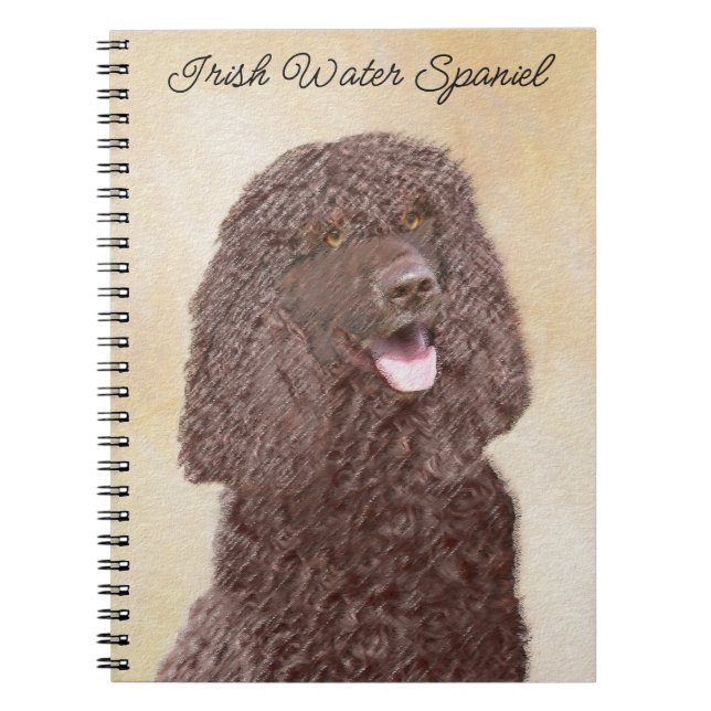 Irish Water Spaniel Painting - Original Dog Art Notebook (Front)