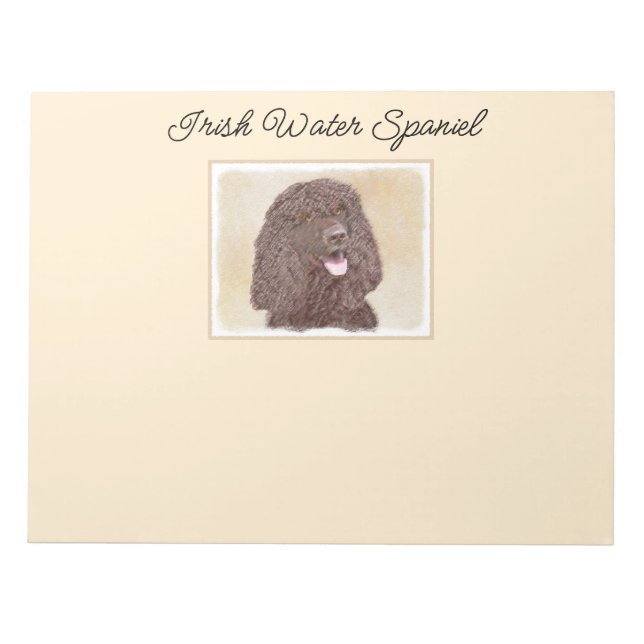 Irish Water Spaniel Painting - Original Dog Art Notepad (Front)