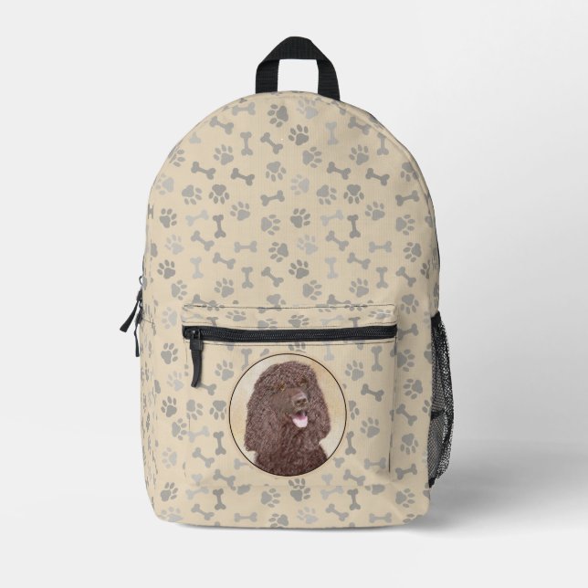 Irish Water Spaniel Painting - Original Dog Art Printed Backpack (Front)