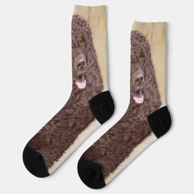 Irish Water Spaniel Painting - Original Dog Art Socks (Left)