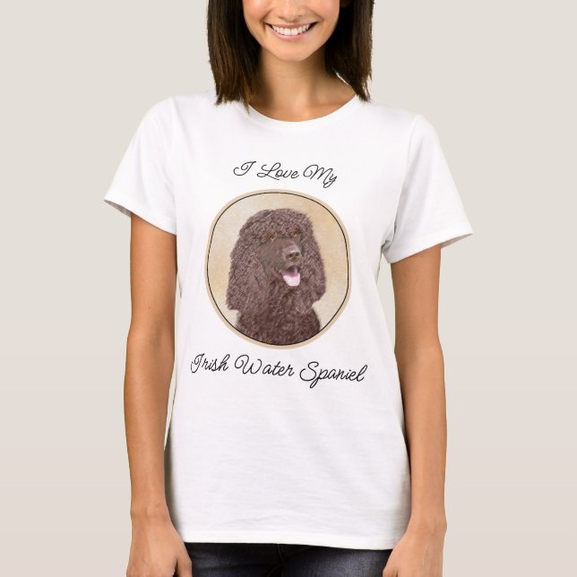 Irish Water Spaniel Painting - Original Dog Art T- T-Shirt (Front)