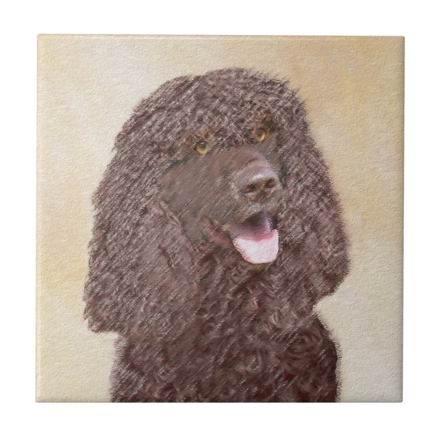 Irish Water Spaniel Painting - Original Dog Art Tile (Front)