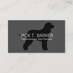 Irish Water Spaniel Silhouette Black on Grey Business Card