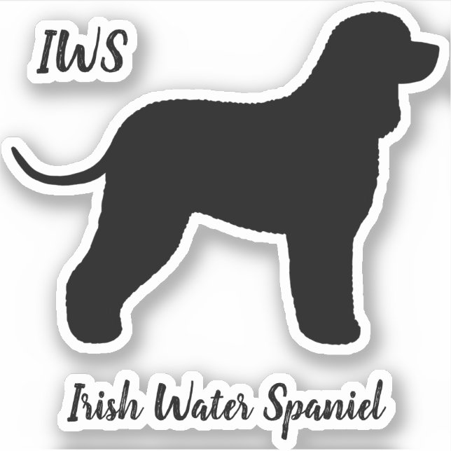 Irish Water Spaniel Silhouette Vinyl Sticker (Front)