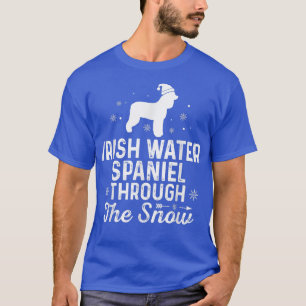 IRISH WATER SPANIEL through the snow Funny Christm T-Shirt