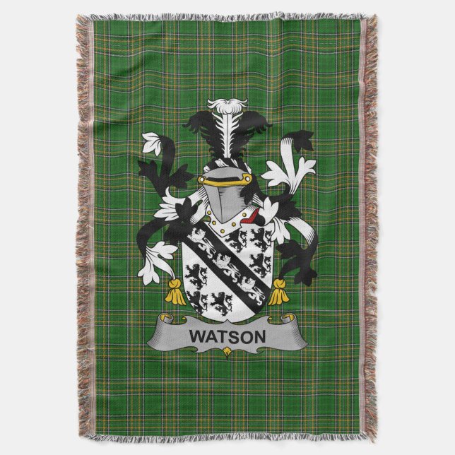  Irish Watson Coat of Arms Family Crest Ireland Throw Blanket (Front Vertical)