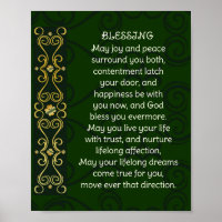 Irish Wedding Blessing Prayer Gold Green Design