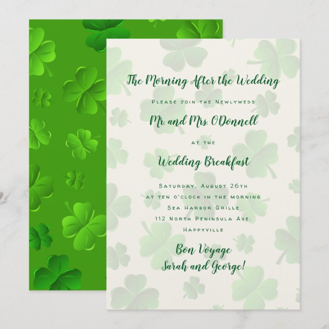 Irish Wedding Breakfast Celebration Invitation (Front/Back)