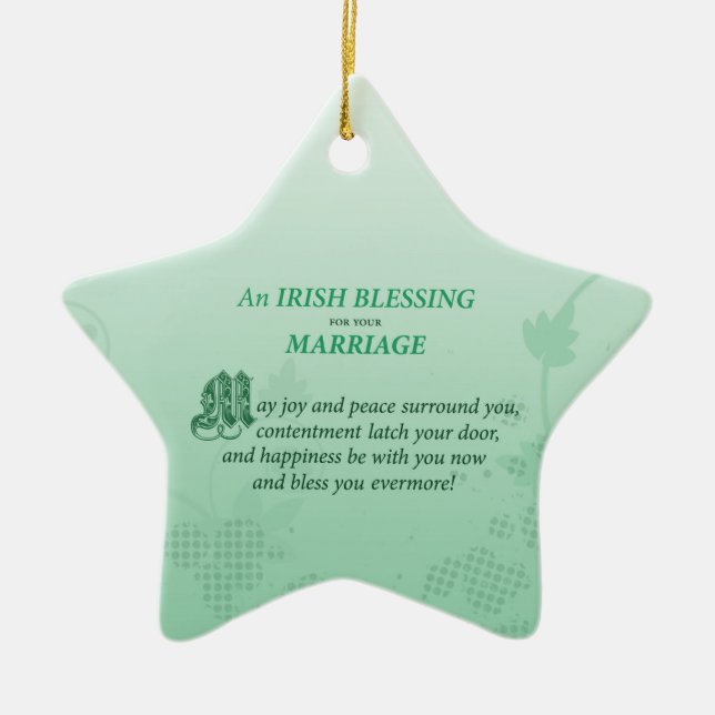 Irish Wedding Congratulations Blessing Ceramic Tree Decoration (Front)