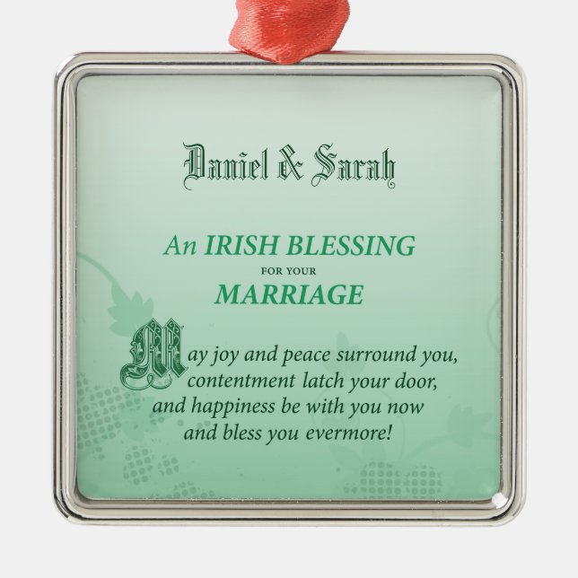 Irish Wedding Congratulations Blessing Metal Tree Decoration (Front)
