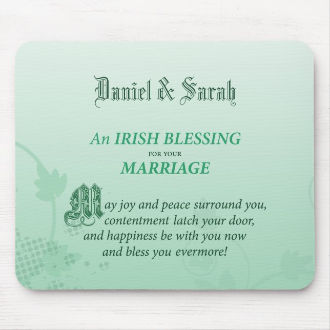 Irish Wedding Congratulations Blessing Mouse Mat (Front)