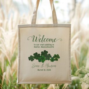 Irish Wedding Custom Welcome Bag Green Clovers