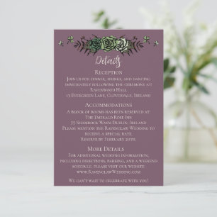 Irish Wedding Details Green Roses Floral Skulls  Enclosure Card