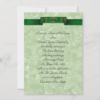 Irish wedding Invitation elegant shamrocks