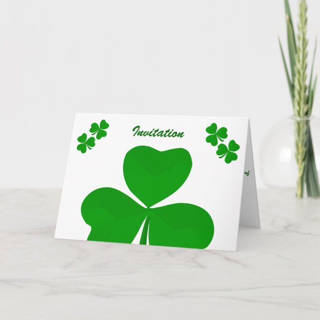 Irish wedding Invitation Shamrock (Front)