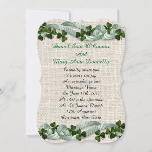 Irish wedding Invitations linen elegant