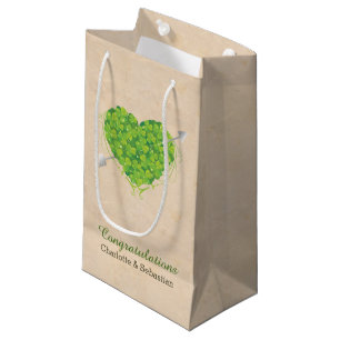Irish Wedding Shamrock Heart Small Gift Bag