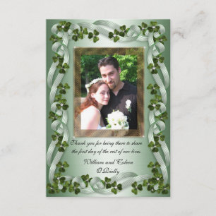 Irish wedding Thank you card shamrocks