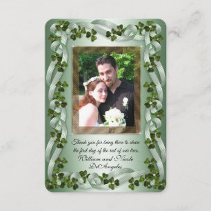 Irish wedding Thank you card shamrocks