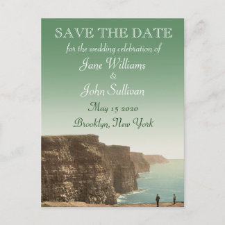 Irish Wedding Theme Cliffs of Moher Save the Date Announcement Postcard
