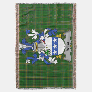 Irish Weir or McWeir Coat of Arms Family Crest Ir Throw Blanket