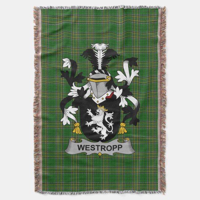  Irish Westropp Coat of Arms Family Crest Ireland Throw Blanket (Front Vertical)