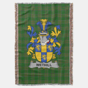 Irish Wethill Coat of Arms Family Crest Ireland Throw Blanket