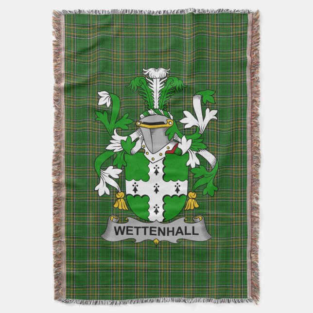  Irish Wettenhall Coat of Arms Family Crest Irelan Throw Blanket (Front Vertical)