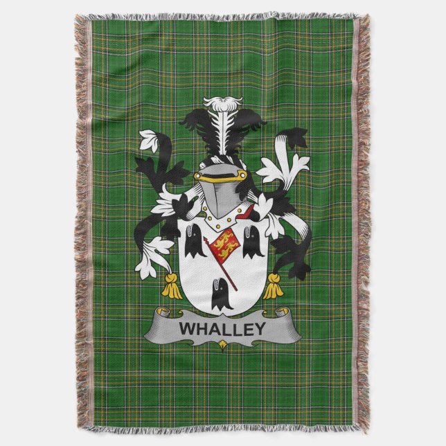  Irish Whalley Coat of Arms Family Crest Ireland Throw Blanket (Front Vertical)